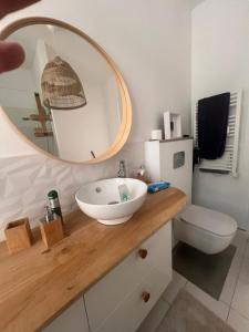 a bathroom with a sink and a mirror and a toilet at Petit paradis perché au coeur de Nice in Nice +27 photos