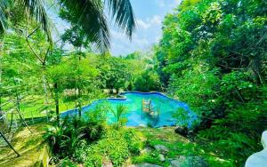 a swimming pool in the middle of a forest at Sisiliyana Stone Resort in Gonapola