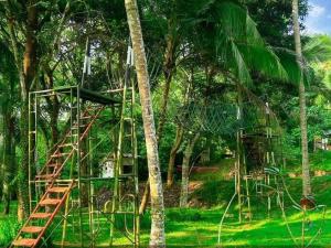 a jungle gym with a ladder next to trees at Sisiliyana Stone Resort in Gonapola