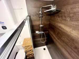 a bathroom with a shower on the wall at Azur & Serenity in Clermont-Ferrand