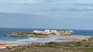 a view of a beach with houses and the ocean at BBA Appartement climatisé vue mer Baleal in Ferrel