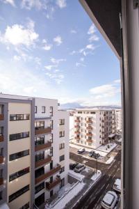a view from the window of a building at Oasis Retreat Rasnov in Râşnov