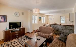 a living room with a couch and a tv at Villa Relax in Herceg-Novi