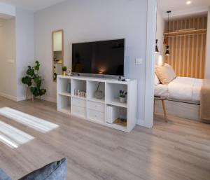 Televízia a/alebo spoločenská miestnosť v ubytovaní Apartamentos Aranda - La Cepa I - II