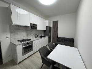Kuchyňa alebo kuchynka v ubytovaní Modern, comfortable apartments near the metro