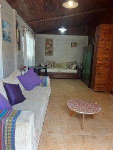 a living room with a couch and a table at Cabaña Sol&Luna in Tafí del Valle