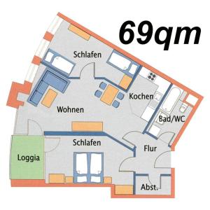 Půdorys ubytování Strandhaus-Nordseebrandung-Fewo-A2-3