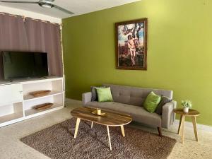 a living room with a couch and a tv at Departamento 2 Recamaras in Ciudad Valles