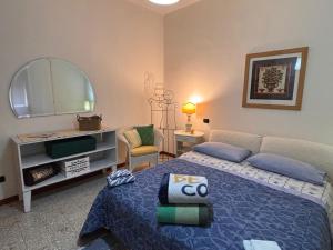 a bedroom with a bed and a mirror at B&B Camelia in Città di Castello