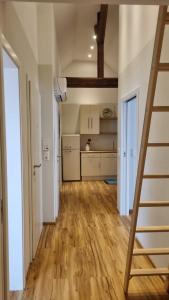 O bucătărie sau chicinetă la Monteur- und Ferienwohnung Ludwigshafen, BASF Tor 7