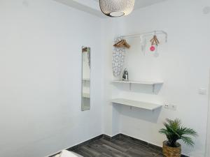 ein Zimmer mit weißen Wänden und einer Topfpflanze in der Unterkunft Apartamento Panama 3 in Nerja + 21 Fotos
