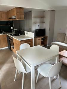 Mobil home climatisé 6,8 Pers SIBLU BONNE ANSE PLAGE LA PAMYRE LES MATHES的厨房或小厨房