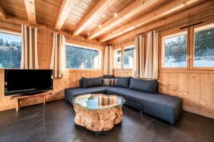 TV a/nebo společenská místnost v ubytování Chalet Le Mas Devant
