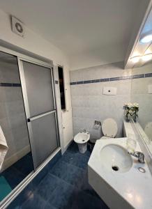 a bathroom with a sink and a toilet at Punta Del Este, Península Santos Dumont, 2 dormitorios, 2 baños, 5 personas in Punta del Este