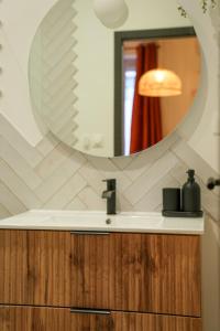 a bathroom with a sink and a mirror at Dijon Hypercentre - Loge Des Ducs in Dijon +20 photos