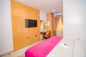 TV a/nebo společenská místnost v ubytování Purple Lavender Hotel Lekki