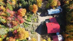 uma vista aérea de uma casa no meio de uma floresta em gite comme un accord em Saint Mathieu Du Parc