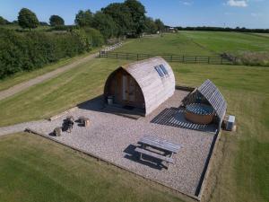 an overhead view of a small building in a field at Sedgewell Barn by Wigwam Holidays in Northallerton
