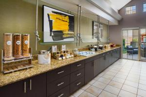 a large kitchen with a large counter with some food at Residence Inn by Marriott Arlington in Arlington