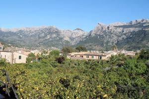 a view of a town with mountains in the background at Ideal for resting, hiking or biking in Sóller