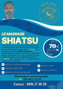 un volantino per un evento shiku per massaggi di Anses d'arlet pieds dans l'eau, chambre d'hôtes a Grande Anse