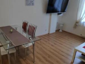 Televízia a/alebo spoločenská miestnosť v ubytovaní Apartman 404