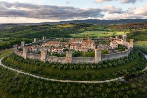 an aerial view of a castle with trees at The Optimist's House in Staggia