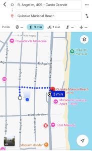 a screenshot of a cell phone with a map at Suíte privada Mariscal in Bombinhas