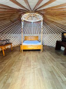 a room with a swing in a yurt at Chimgee's Guesthouse & Gobi Tours in Dalandzadgad