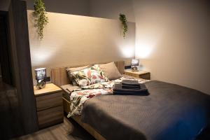 Postel nebo postele na pokoji v ubytování Baznicas Aparts Quiet Center