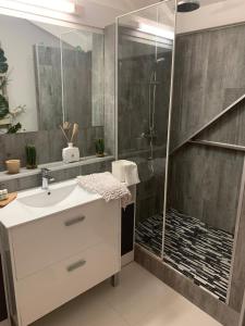 Koupelna v ubytování Le Petit Nettle avec Piscine aux Caraïbes, Vue Mer