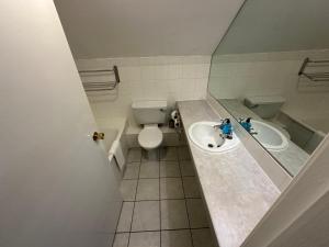 バロー・イン・ファーネスにあるClarkes Hotel Barrow in Furnessのバスルーム(トイレ、洗面台付)