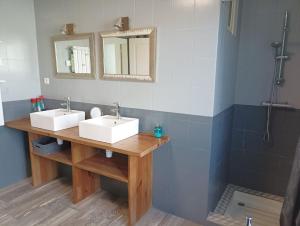Bilik mandi di La Maison des Hirondelles, piscine, billard, ping pong, 3 terrasses et jardin +15 gambar
