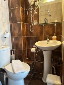 ein Badezimmer mit Toilette und Waschbecken in der Unterkunft VILLA ELENI in Skala Marion + 84 Fotos