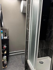 una doccia con una porta in vetro in un bagno di Love&love room a Les Clayes-sous-Bois