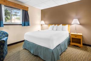 a hotel room with a large bed and a chair at Best Western Lee's Motor Inn in Chamberlain