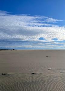 a desert with tracks in the sand on a cloudy day at Lucia Poti in Poti