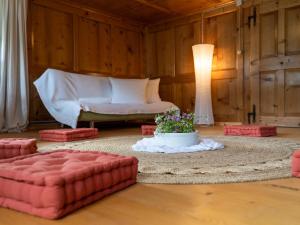 Rúm í herbergi á Ferienhaus Rinderer