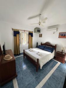 a bedroom with a bed and a ceiling fan at El GOLF in Alta Gracia +18 photos