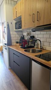 a kitchen with a sink and a counter top at Studio avec terrasse privative in Albi