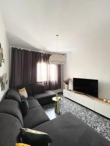 een woonkamer met een bank en een flatscreen-tv bij Charment appartement a vinaros in Vinarós