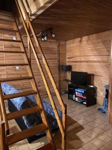 Habitación con litera y TV. en Maison les papillons, en Le Mont-Dore