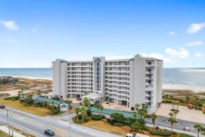 an aerial view of a hotel with the ocean in the background at Spanish Key 705 in Perdido Key