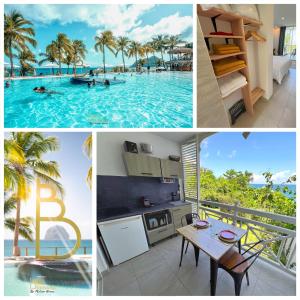 Kuchyň nebo kuchyňský kout v ubytování Studio Or au Diamant, vue mer des Caraïbes