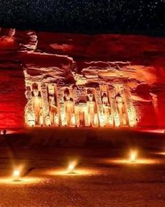 a picture of the acropolis at night with lights at Mooody nobin haws in Abu Simbel