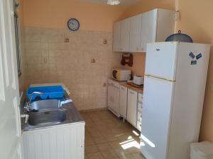 a kitchen with a sink and a refrigerator at T2 Bas de villa Les Hibiscus in Sainte-Anne +7 photos