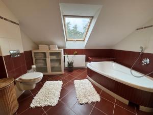 Koupelna v ubytování Apartmán Bílá Hora - Roudná