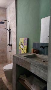 un bagno con lavandino e WC di Boho villas and spa a El Valle