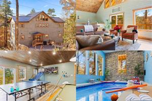 a collage of photos of a house with a pool at Luxe Mountain Pool Escape by Ghosal Luxury Lodging in Gatlinburg