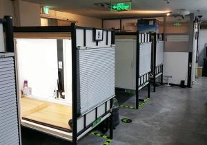 a row of lockers in a room with at Multi24 멀티 24 hours multi room motel hotel guest house B in Incheon